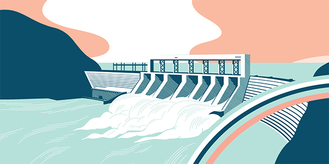 Hydro Dam Illustration by Stephane Poirier