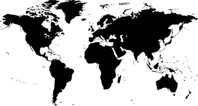 Black and white world map