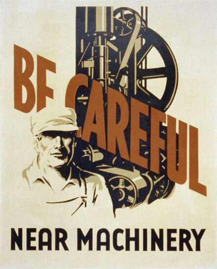 A vintage work safety poster from the Library of Congress.