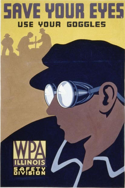 A vintage work safety poster from the Library of Congress.