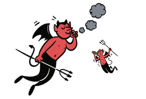 Does it pay to invest in vices? We take a look at MindGeek stocks. | An illustration of a devil smoking