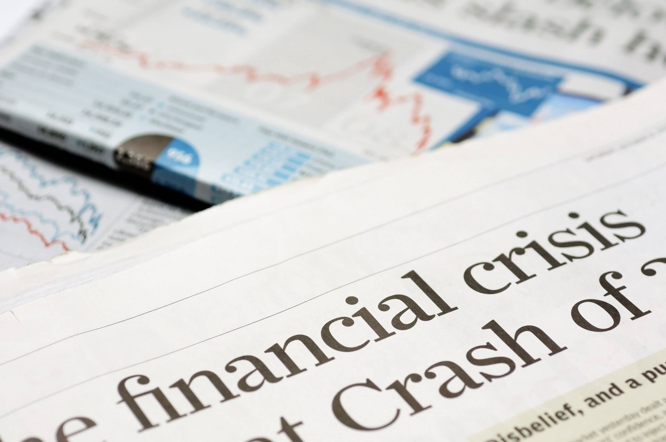 Newspaper headline of 2008 financial crash