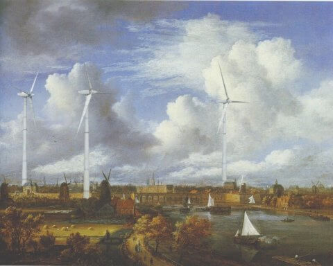 Illustration by Jack Dylan. Amstel Looking Toward Amsterdam by Jacob van Ruisdael