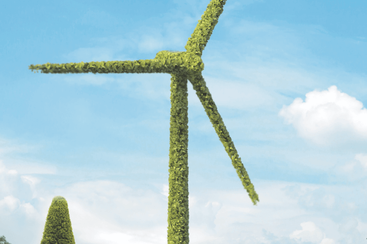 Future 50: The Fastest Growing Sustainable Companies of 2022 | An illustration of a plant-covered wind farm